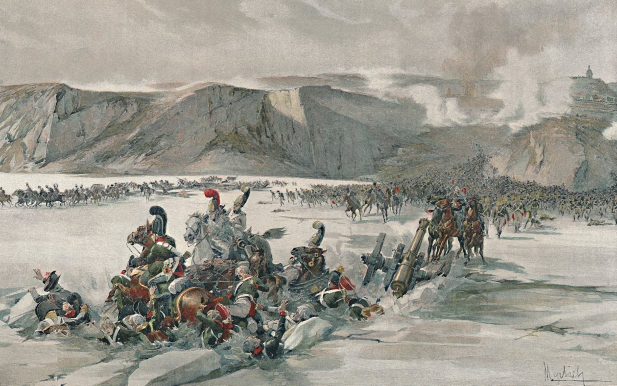Destrucción de los rusos en retirada en el lago Satschan, 1805, 1896 de Unbekannt