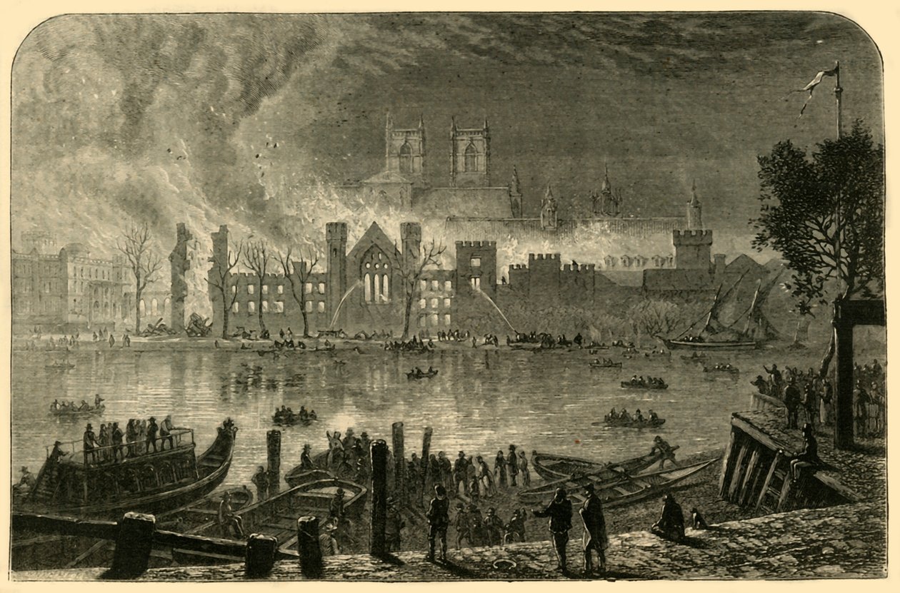 Destrucción de las antiguas Casas del Parlamento, 16 de octubre de 1834 de Unbekannt