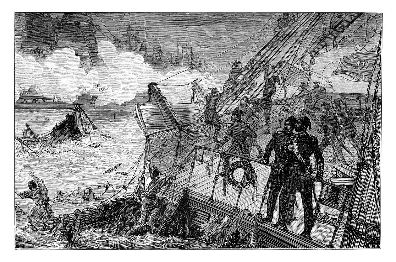 Destrucción de la flota turca en Sinope, 1853 de Unbekannt