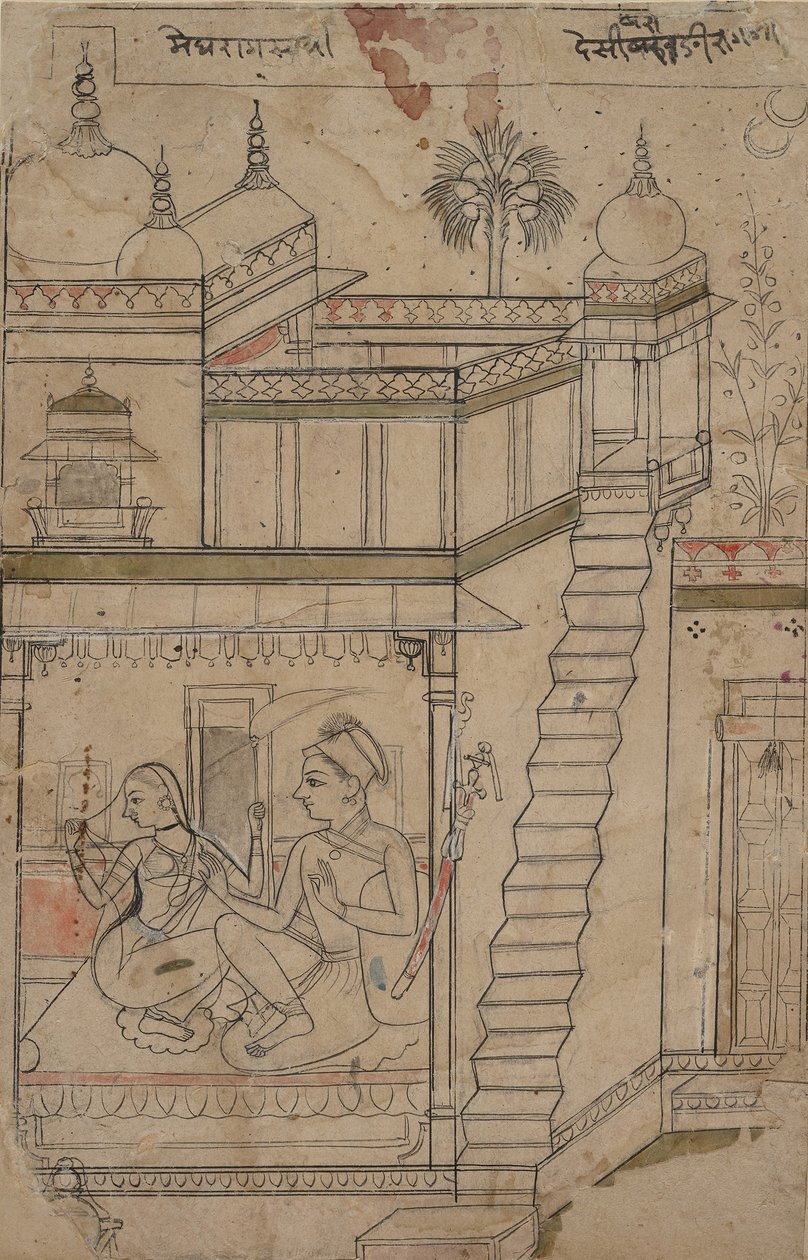 Desvarari Ragini: Folio de una serie ragamala, Guirnalda de modos musicales, principios del siglo XVIII de Unbekannt