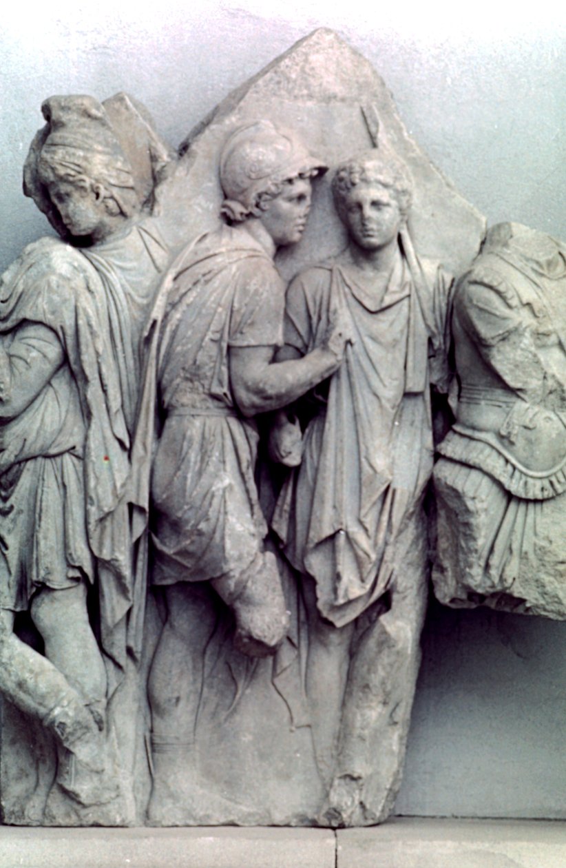 Detalle del friso de Télefo del altar de Pérgamo, 164-156 a.C. de Unbekannt