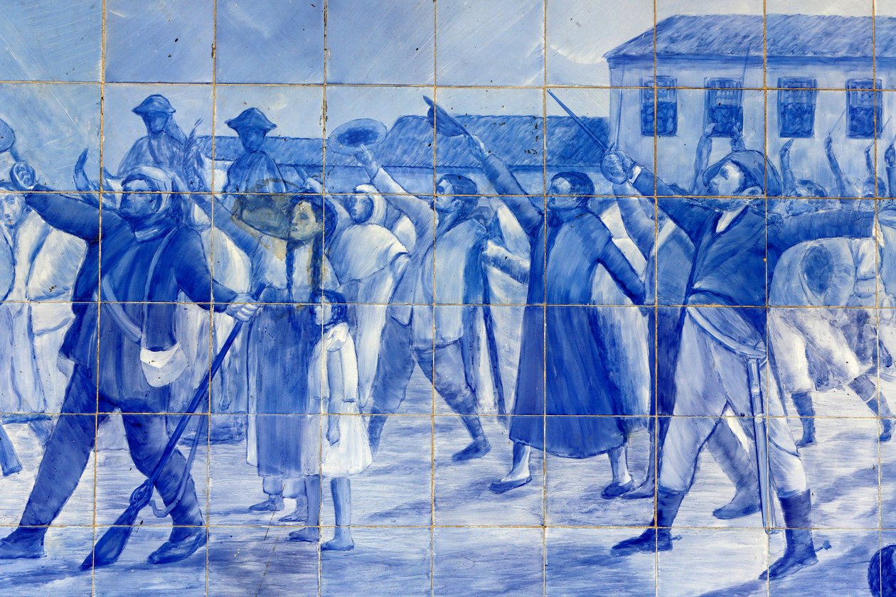 (detalle) de un mosaico que representa a la gente de Cachoeira animando al Príncipe Pedro, quien llevó a Brasil a la independencia, Cachoeira, Brasil de Unbekannt