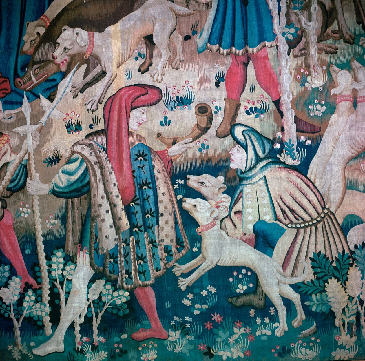 (detalle) de la caza del oso de los Tapices de Devonshire, siglo XV de Unbekannt