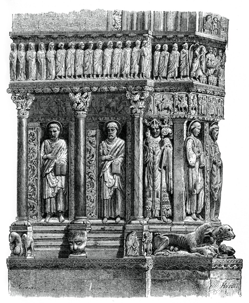 (detalle) del portal de San Trófimo, Arles, siglo XII, 1870 de Unbekannt