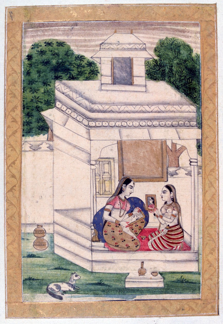 Dhanashri Ragini, Álbum Ragamala, Escuela de Rajasthan, siglo XIX de Unbekannt