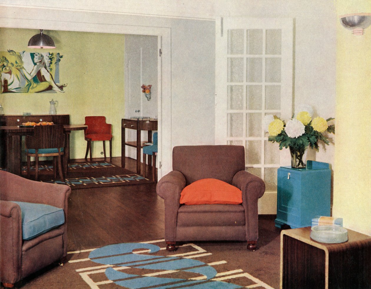 Comedor y salón en un apartamento reconstruido en Londres para la Sra. Harry Ewbank en Bryanston Court de Unbekannt