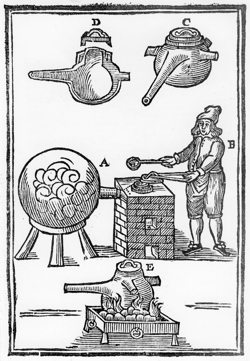 Destilación de aceite de vitriolo ácido sulfúrico o H2SO4, 1651 de Unbekannt