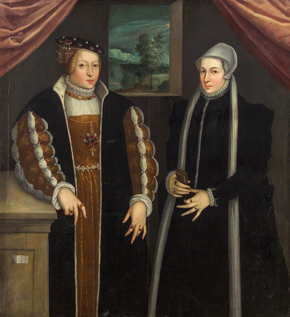 Doble retrato de Marie de Brandeburgo-Kulmbach y Christina de Dinamarca, c. 1580 de Unbekannt