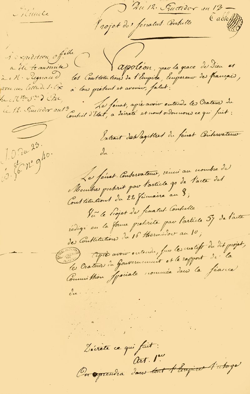 Borrador del...restablecimiento del calendario gregoriano, 29 de agosto de 1805, 1921 de Unbekannt