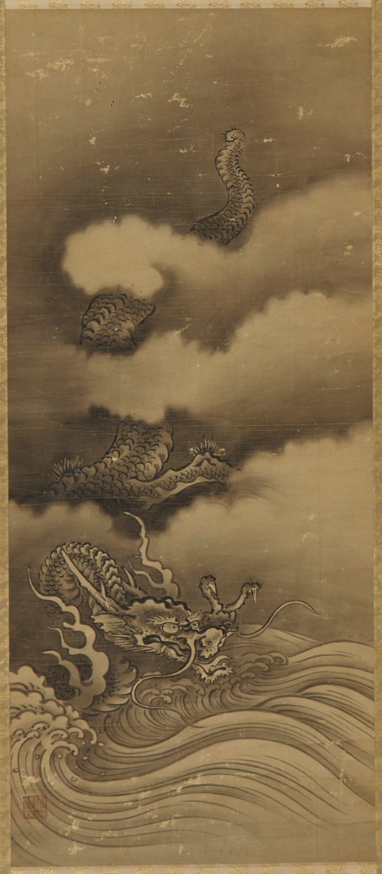 Dragón y olas, período Edo, 1615-1868 de Unbekannt
