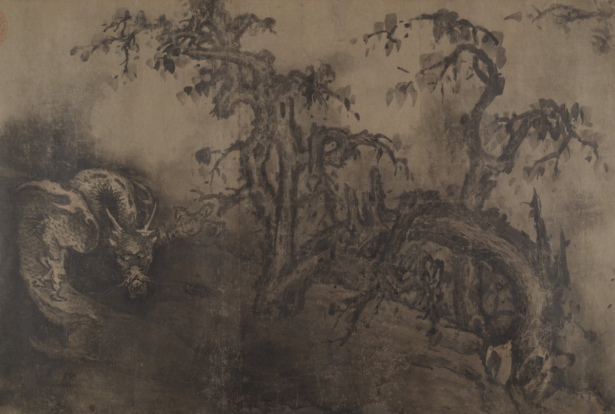 Dragones y paisaje, siglo XIV, más adición posterior de Unbekannt