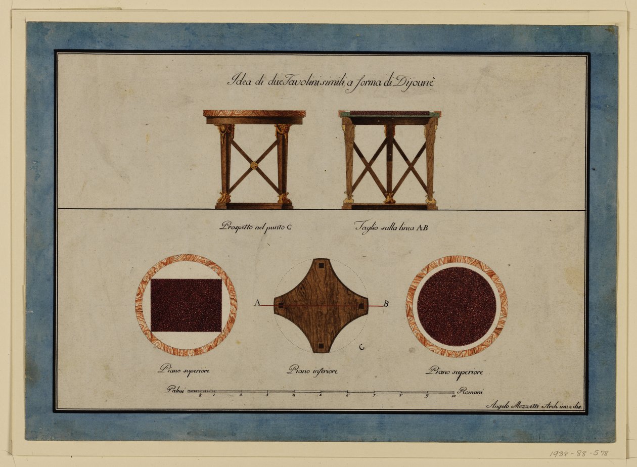 Dibujo, Diseño para dos pequeñas mesas de desayuno, principios del siglo XIX de Unbekannt