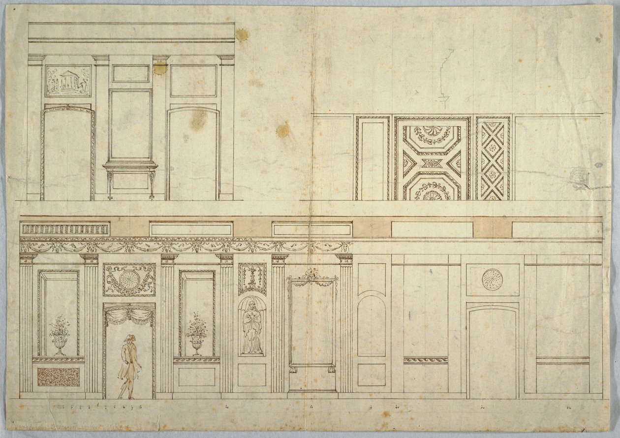 Dibujo, Diseño para un interior, 1800-1820 de Unbekannt