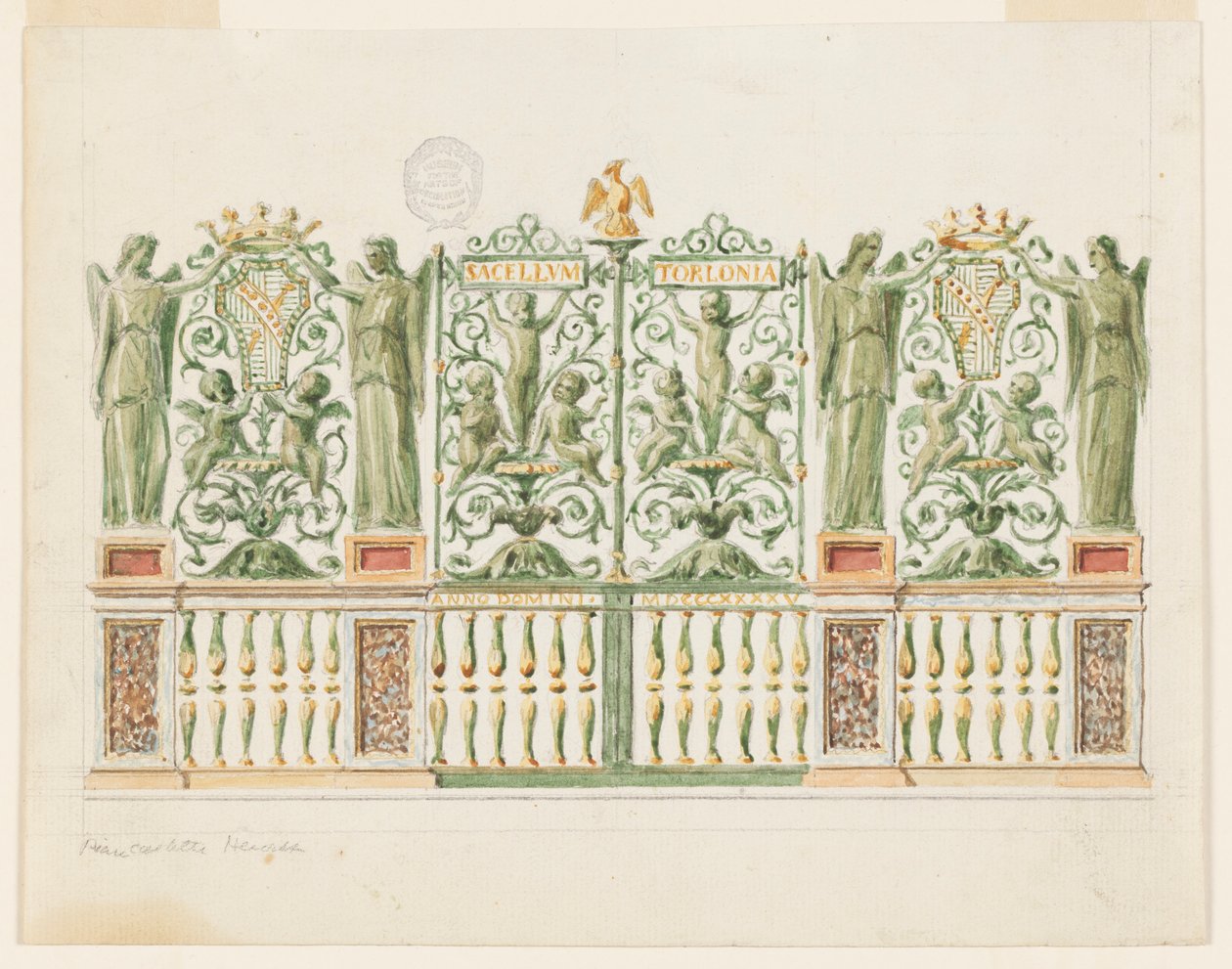 Dibujo, Proyecto para la puerta de una capilla, 1845 de Unbekannt