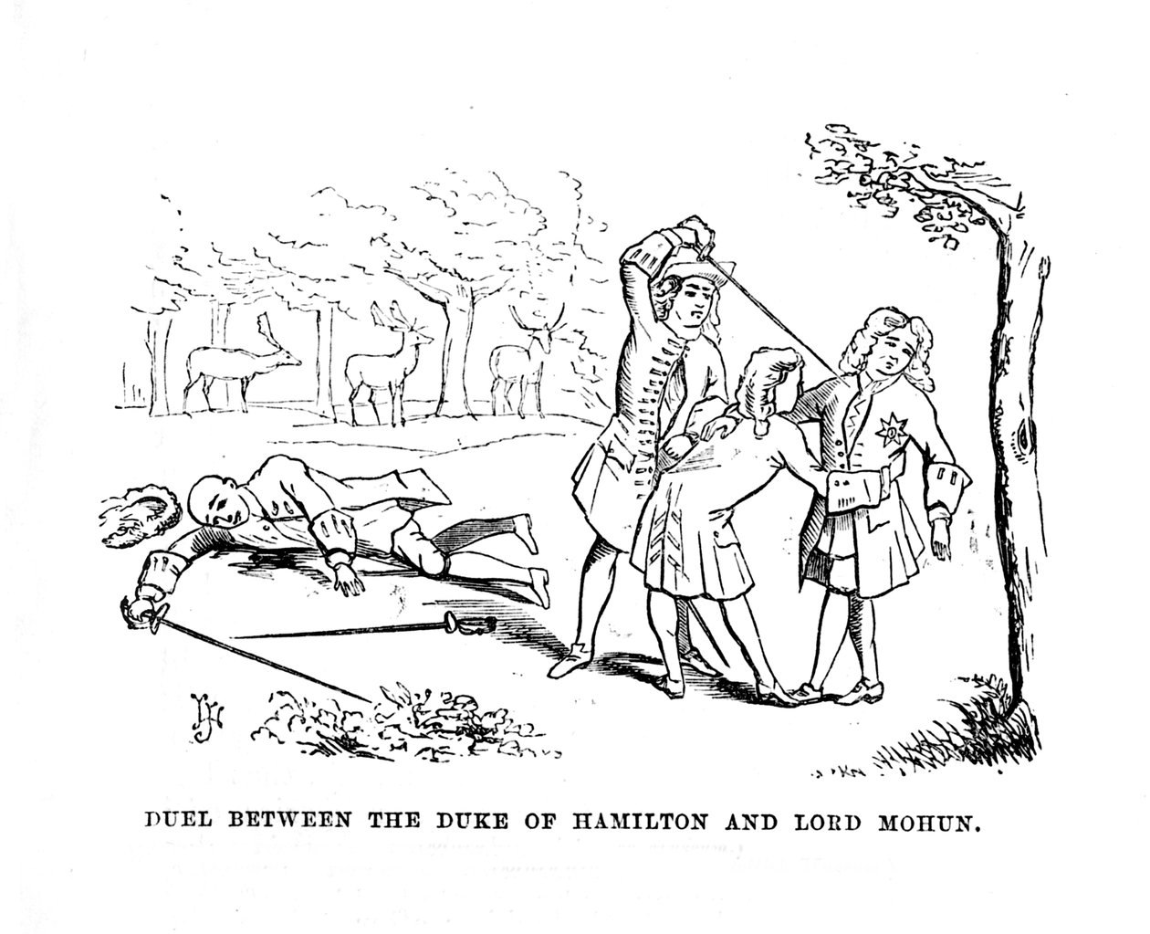 Duelo entre el Duque de Hamilton y Lord Mohun, c1870 de Unbekannt