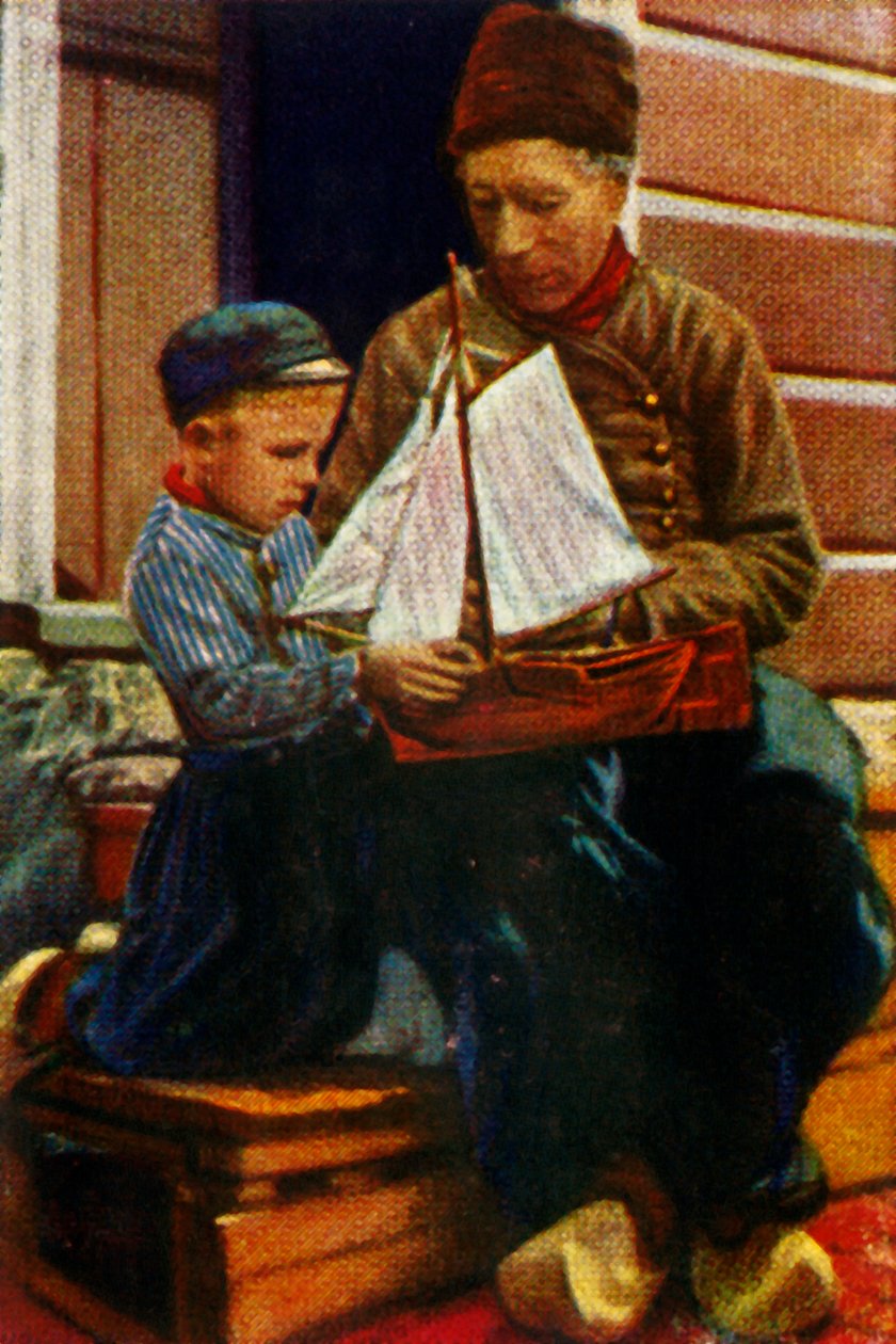 Padre e hijo holandeses con vestimenta tradicional, c. 1928 de Unbekannt