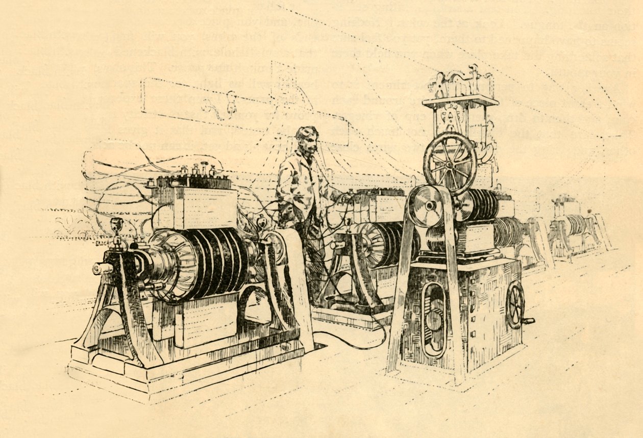 Máquinas dinamoeléctricas, trabajadas por vapor, y produciendo magnetoelectricidad, 1882 de Unbekannt