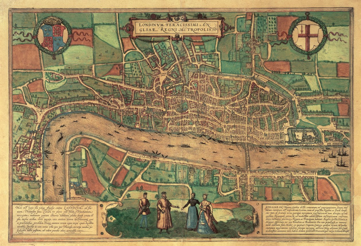 El mapa impreso más antiguo de Londres, 1574 de Unbekannt