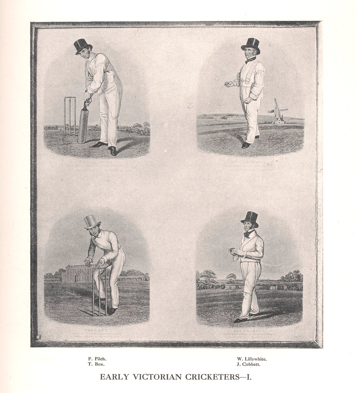 Jugadores de críquet de la época victoriana temprana, siglo XIX, 1912 de Unbekannt