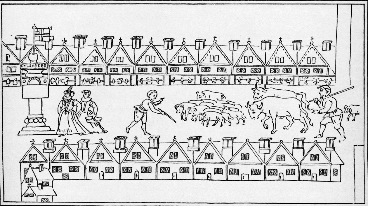 Mercado de Eastcheap, Londres, c1598 de Unbekannt
