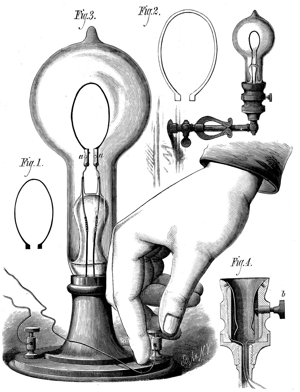 Lámpara de filamento de carbono de Edison, 1880 de Unbekannt