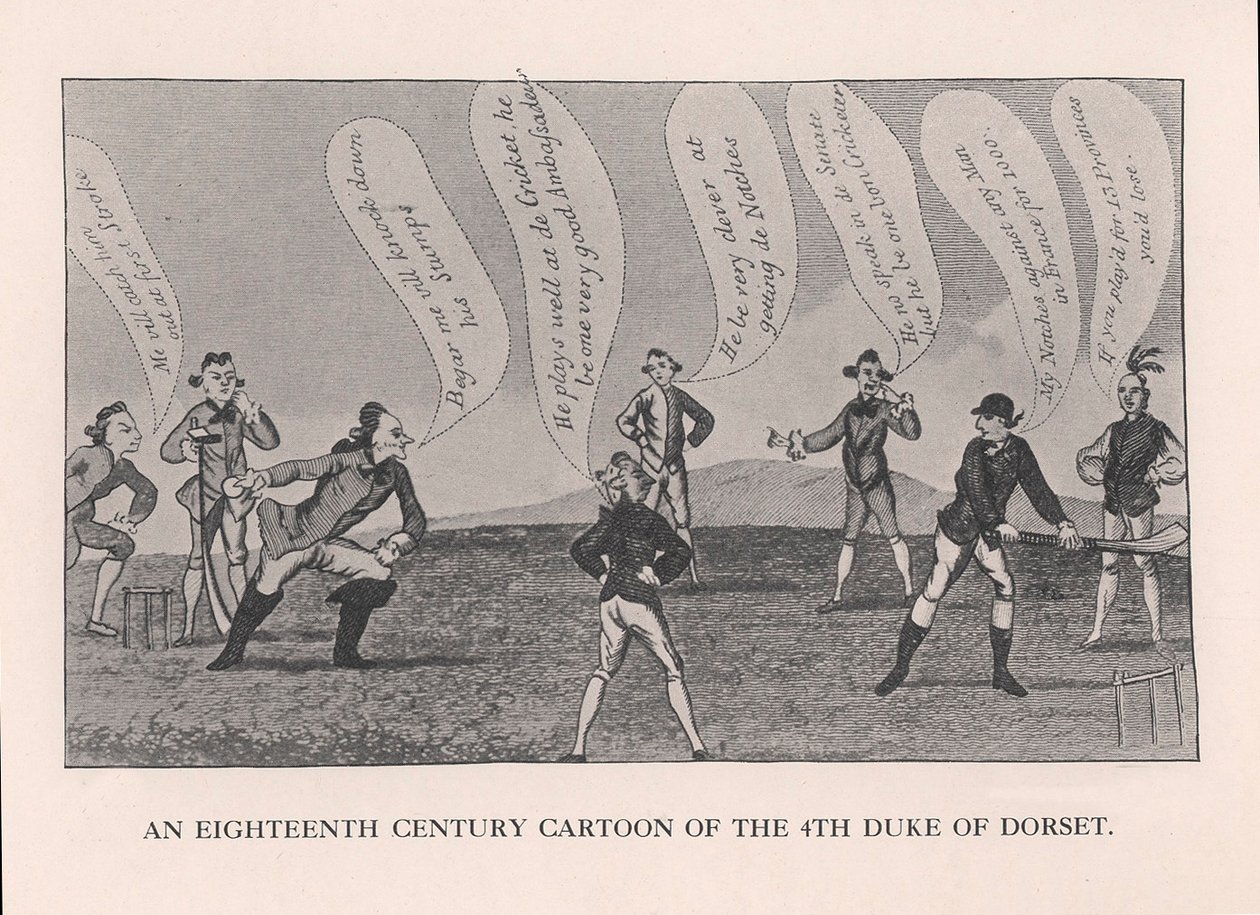 Edward Sackville 1591-1652, 4º Duque de Dorset, jugando al cricket, siglo XVIII de Unbekannt