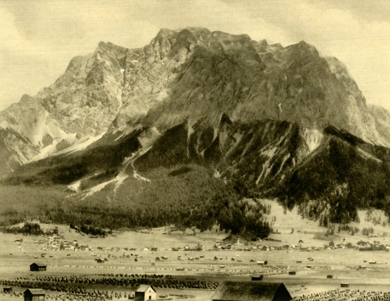 Ehrwald y las montañas Wetterstein, Tirol, Austria, c1935 de Unbekannt
