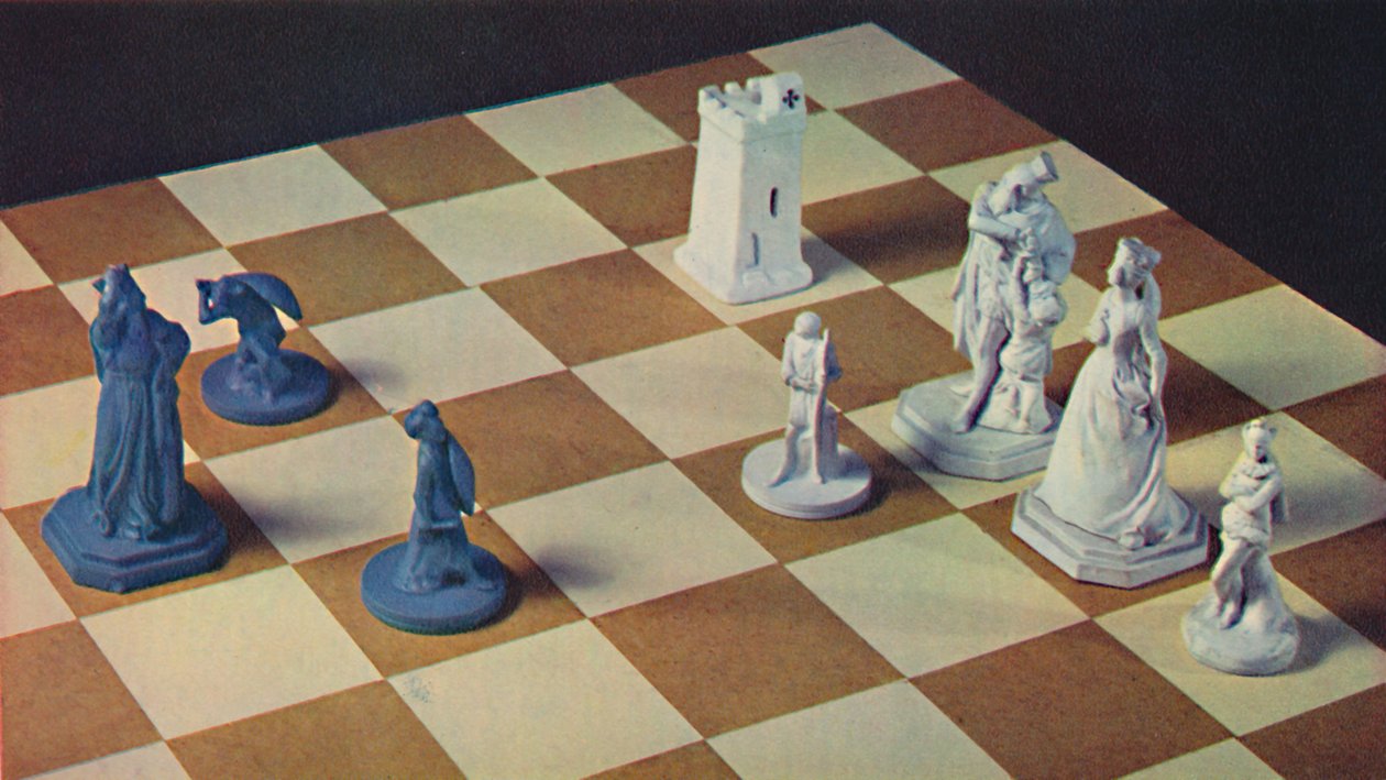 Piezas de ajedrez del siglo XVIII en loza azul y blanca, 1948 de Unbekannt