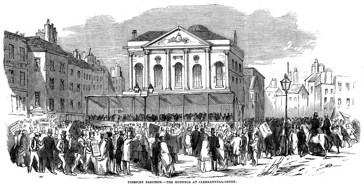 Campaña electoral en Clerkenwell Green durante la elección de Finsbury, Londres, 1852 de Unbekannt