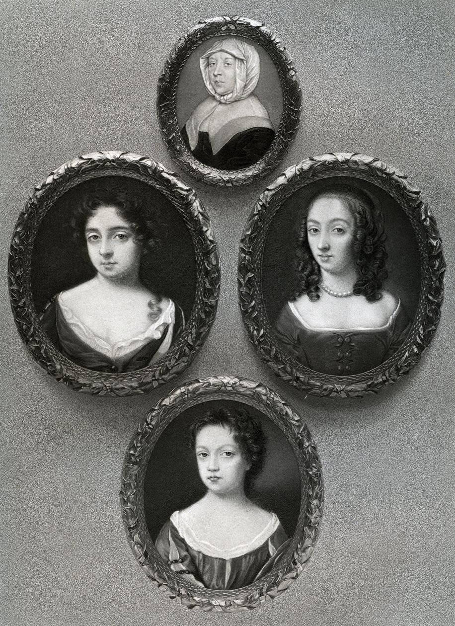 Elizabeth Cromwell, madre de Oliver Cromwell, y sus hijas, Mary, Elizabeth y Bridget, 1899 de Unbekannt
