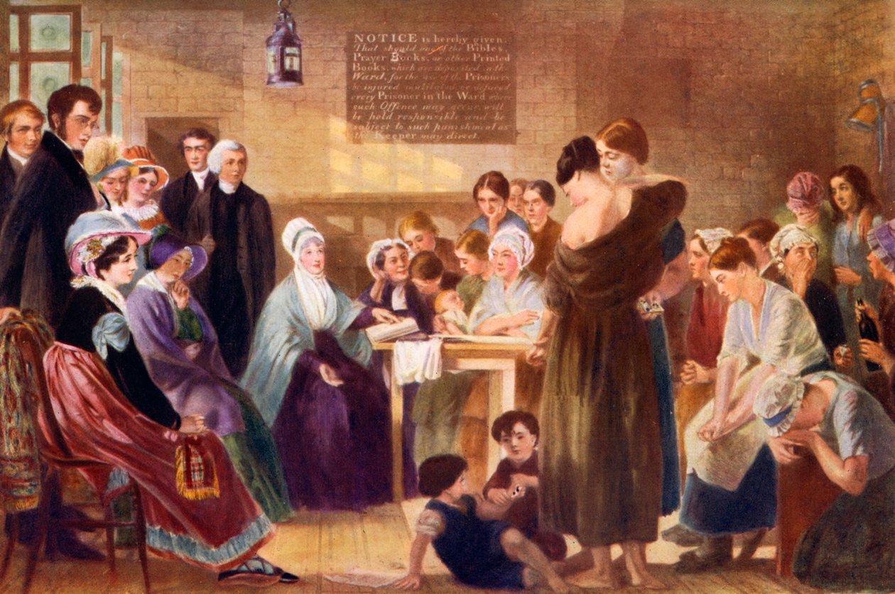 Elizabeth Fry 1780-1845 visitando la prisión de Newgate, 1926 de Unbekannt
