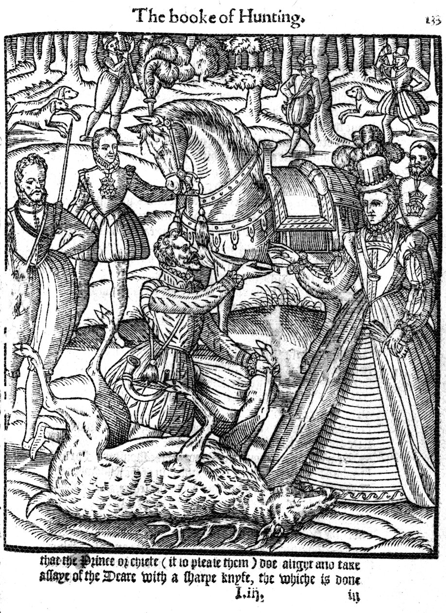 Isabel I realizando la ceremonia de ensayo del ciervo, 1576 de Unbekannt