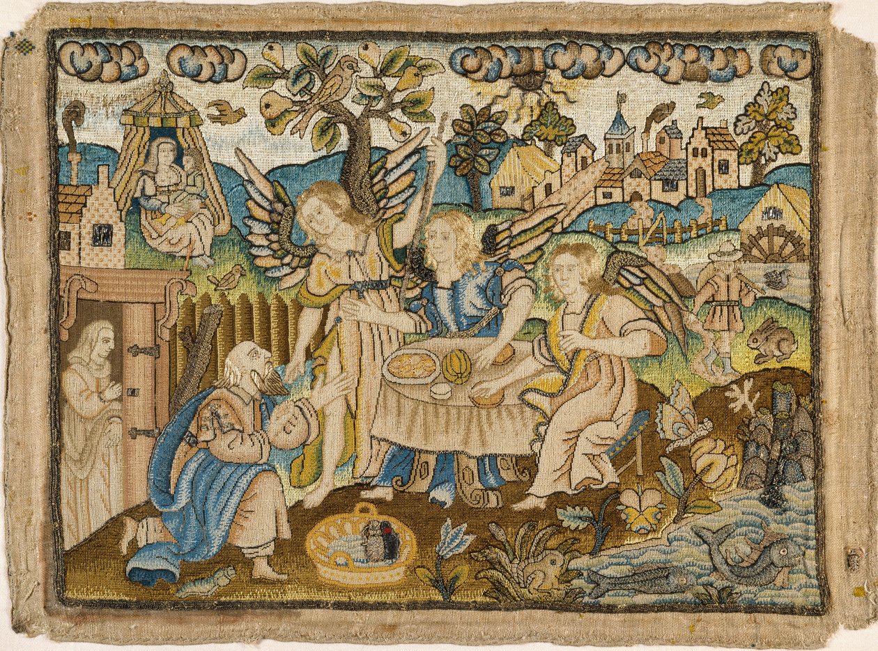 Imagen bordada: Abraham entreteniendo a los ángeles de Unbekannt