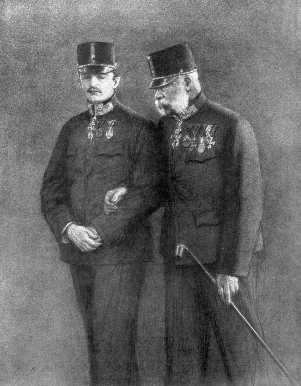 Emperador Francisco José I de Austria y Archiduque Carlos Habsburgo, 1926 de Unbekannt