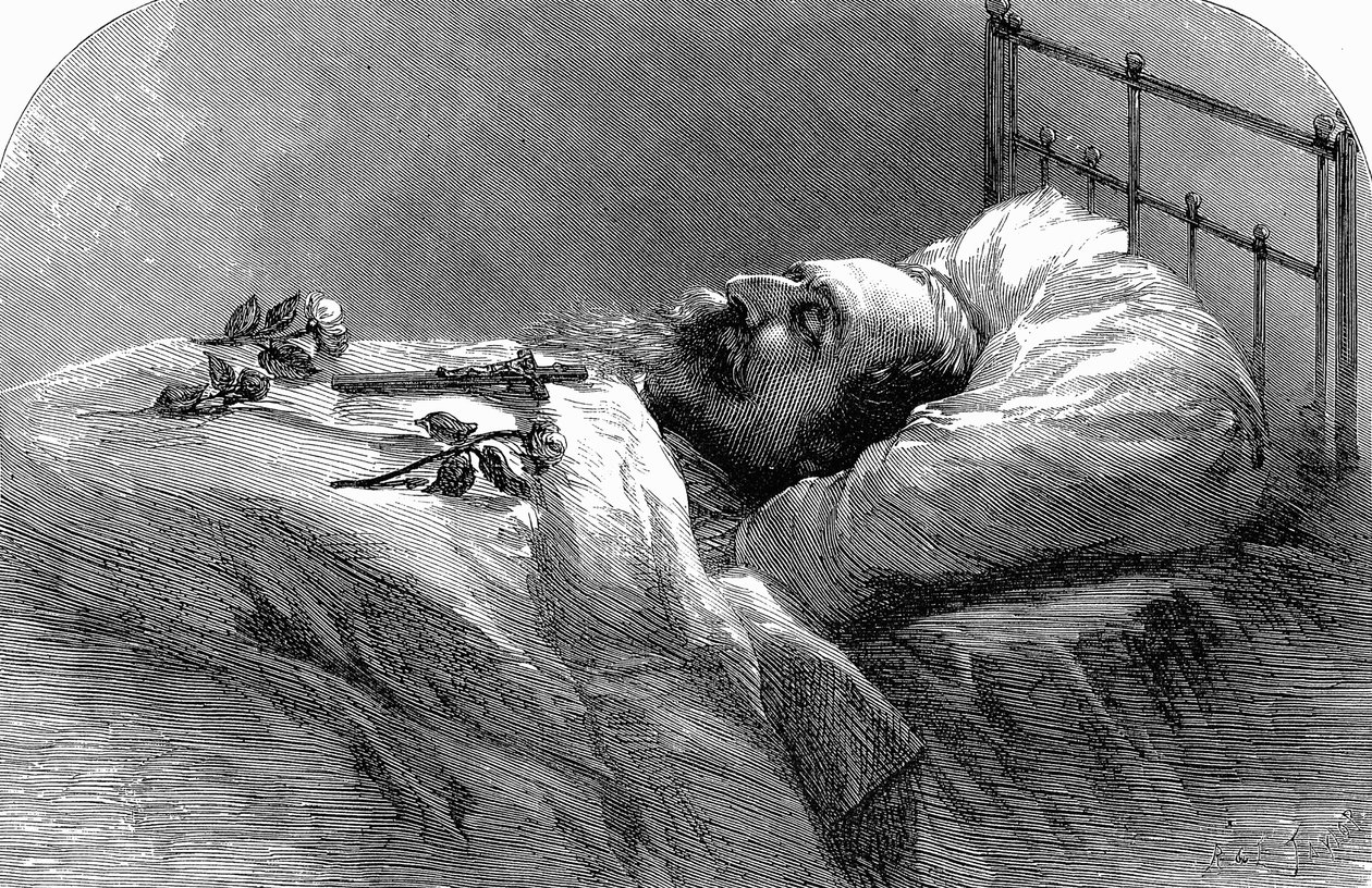 Emperador Napoleón III de Francia en su lecho de muerte, 1873 de Unbekannt