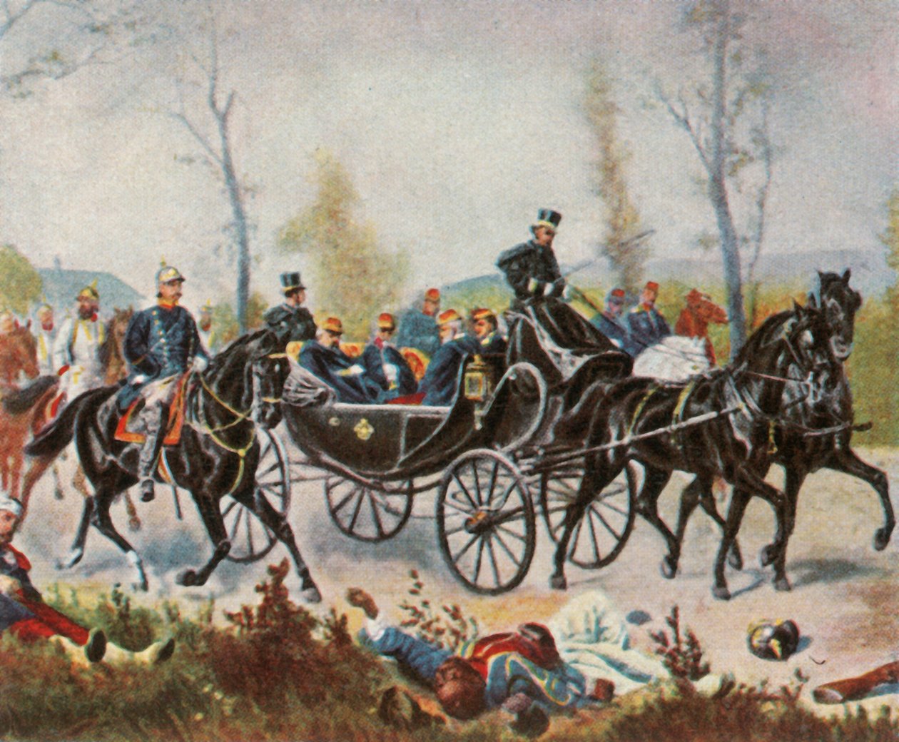 El emperador Napoleón es llevado a ver al rey por Bismarck, 2 de septiembre de 1870, 1936 de Unbekannt