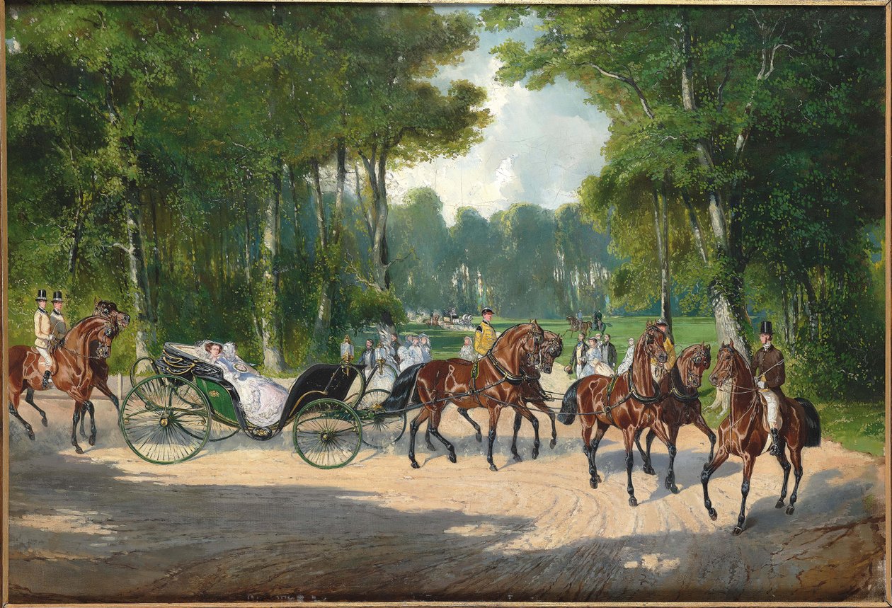 Emperatriz Isabel en un carruaje en el Prater de Viena, ca 1860 de Unbekannt