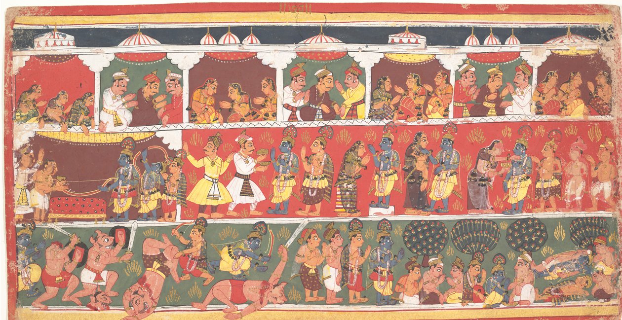 Encuentros en Mathura: Página de un Bhagavata Purana disperso, ca. 1700 de Unbekannt