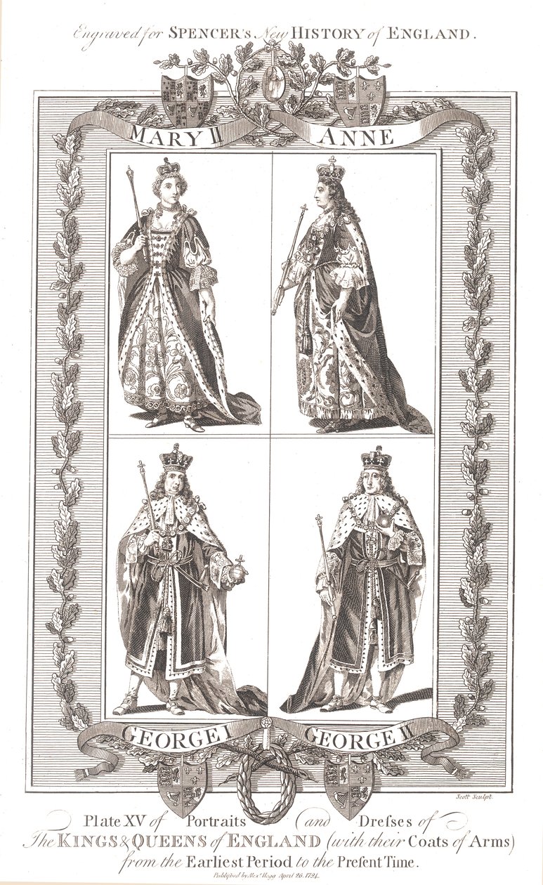 Reyes y Reinas de Inglaterra con escudos de armas, 1780-1800 de Unbekannt