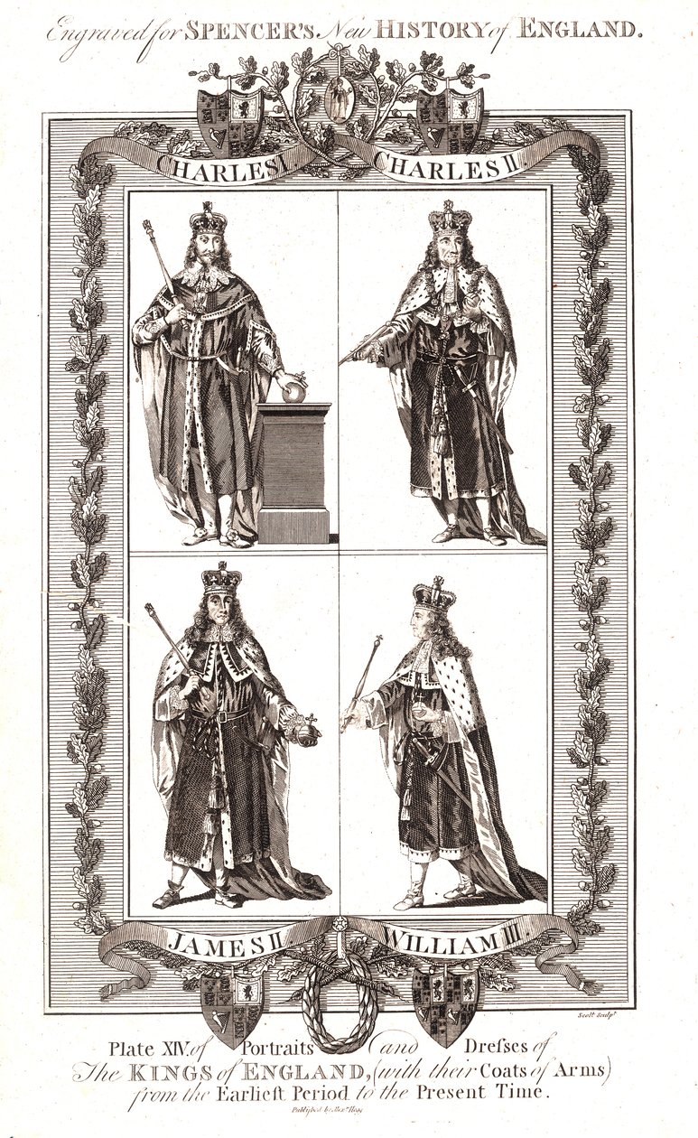 Reyes ingleses con escudos de armas, siglo XVIII de Unbekannt