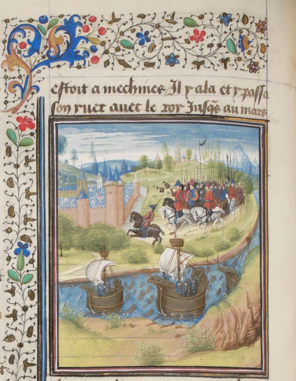 El rey inglés Ricardo I Corazón de León conquistó la isla de Chipre en 1191. Miniatura de la Historia de Guillermo de Tiro, 1460s de Unbekannt