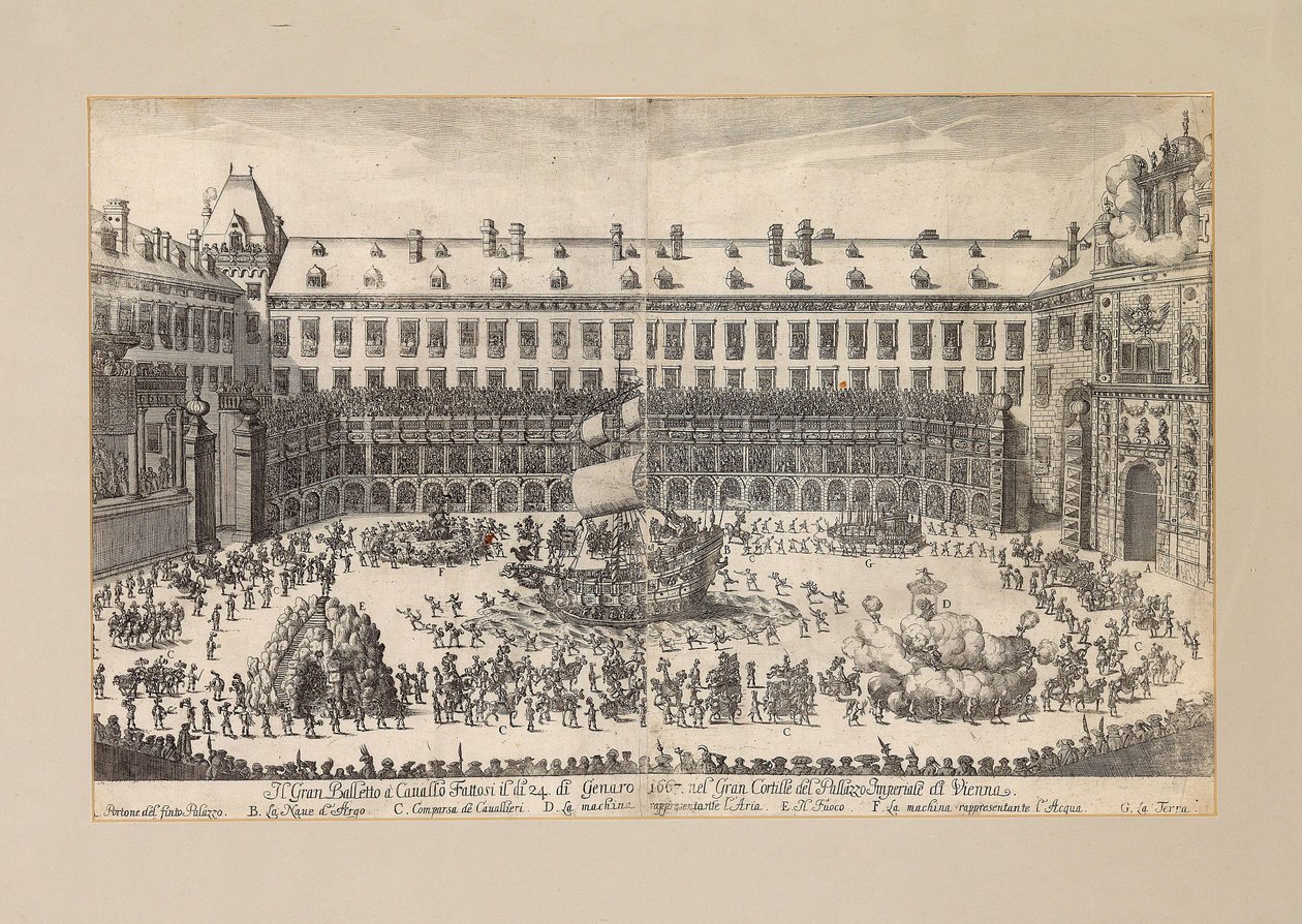 Ballet ecuestre en el patio de la Hofburg de Viena, 1667 de Unbekannt