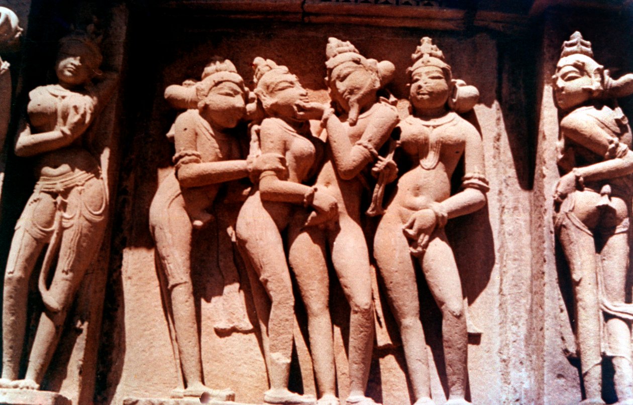 Escultura erótica, Templo Hindú, Khajuraho, India, 950 - 1050 de Unbekannt
