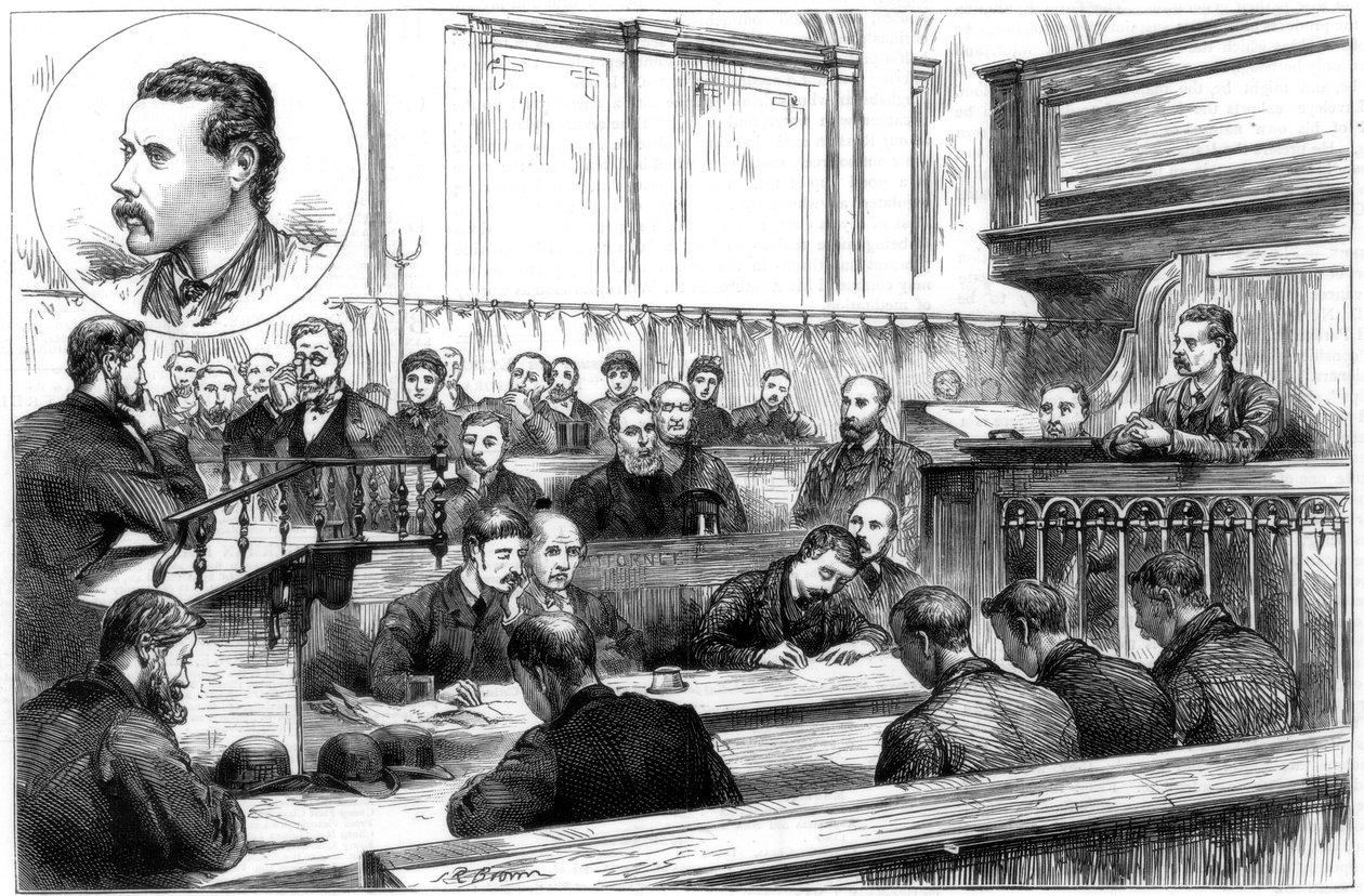 Examen de John F Egan en el tribunal de policía de Birmingham, el complot de dinamita, 1884 de Unbekannt