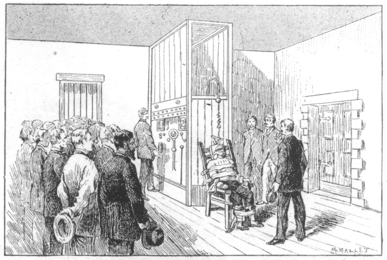 Ejecución de Kemmler, el primer hombre en morir en la silla eléctrica, EE.UU., 6 de agosto de 1890 de Unbekannt