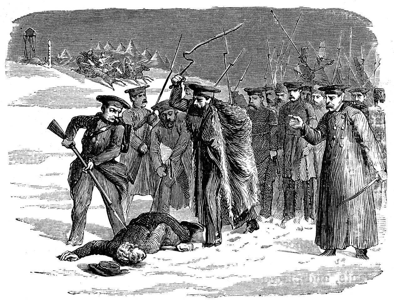 Prisionero ruso exiliado siendo disciplinado, 1874 de Unbekannt