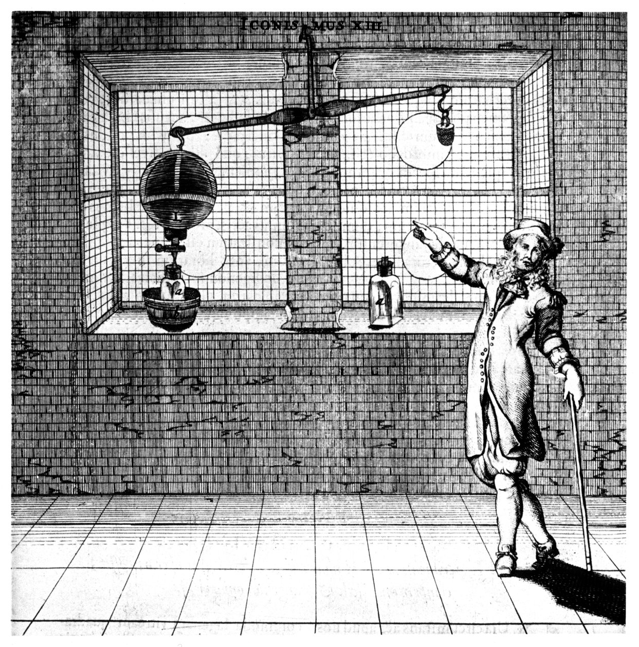 Experimento diseñado para mostrar que el aire tiene peso, 1672 de Unbekannt