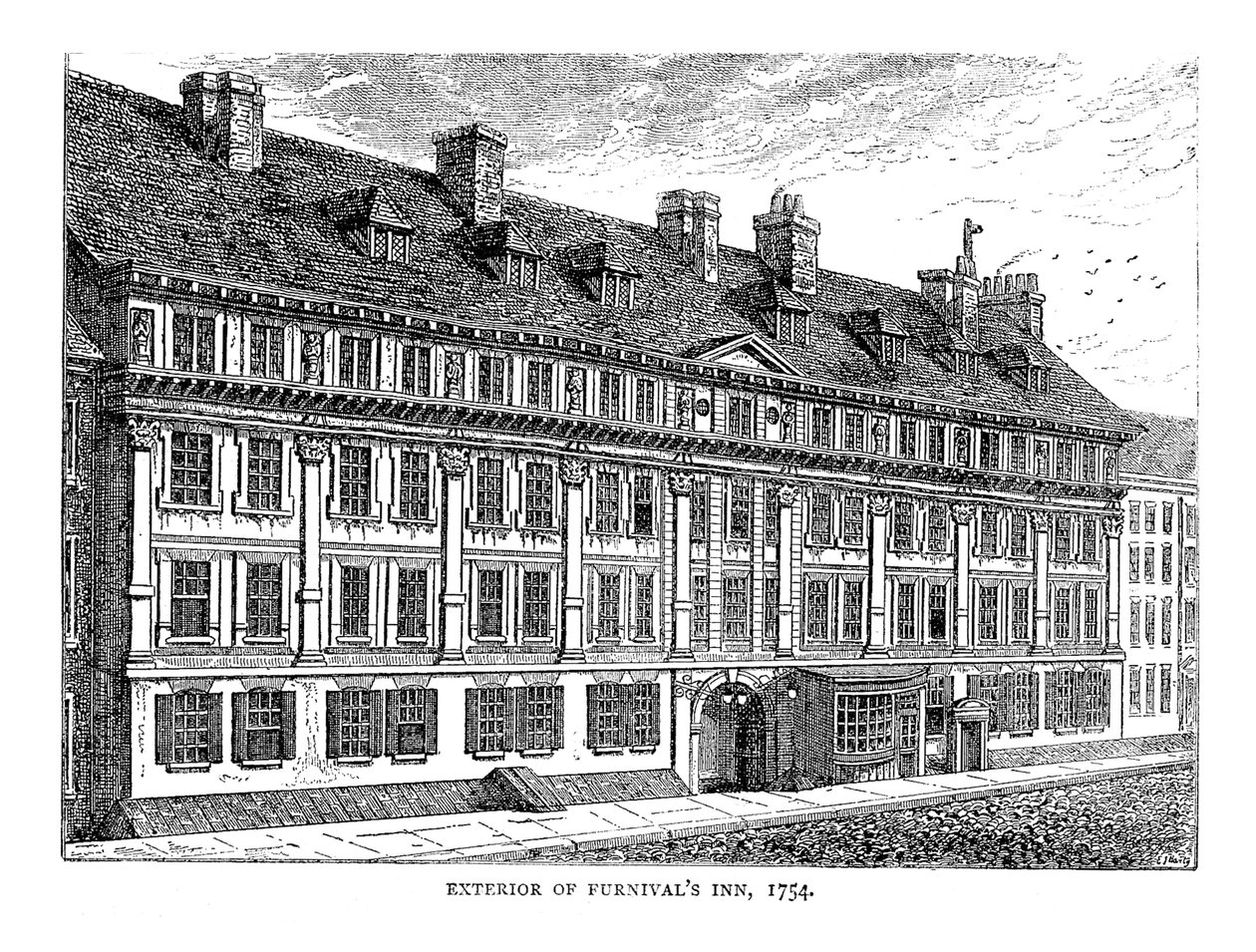 Exterior de Furnivals Inn, 1754 de Unbekannt