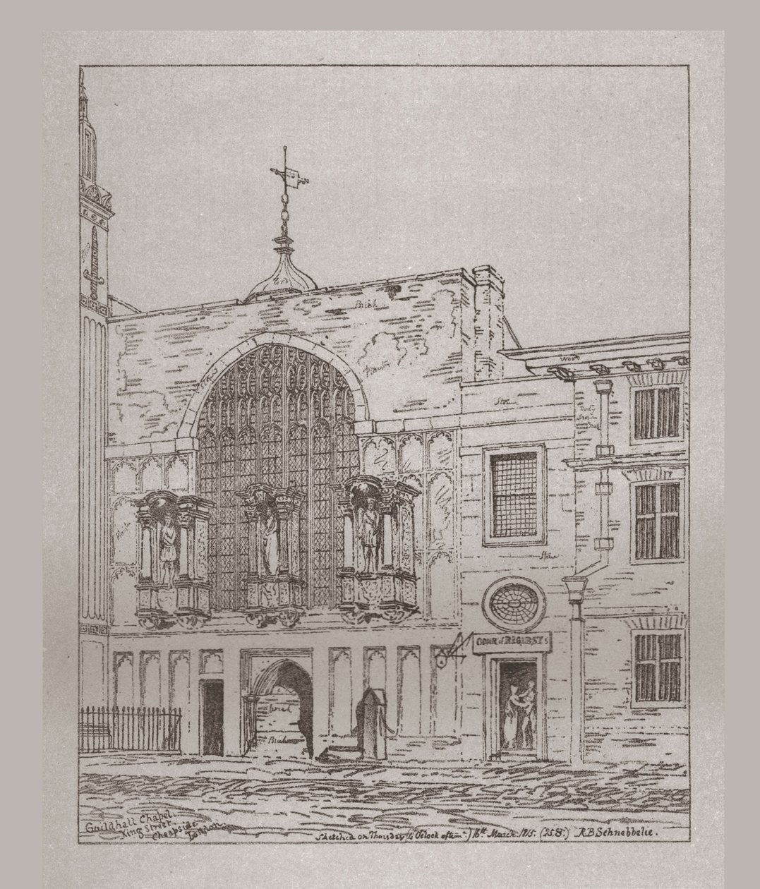 Vista exterior de la Capilla del Guildhall, 1815, 1886 de Unbekannt
