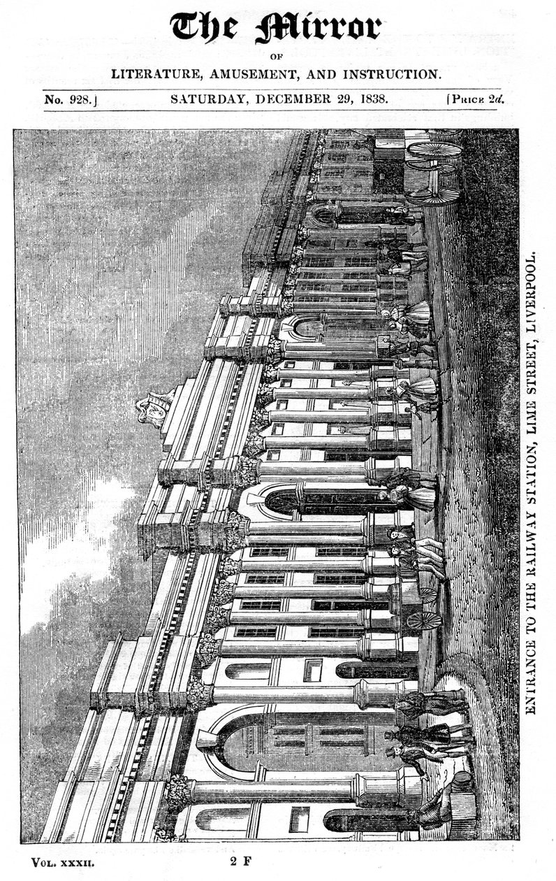 Fachada de la estación Lime Street, Liverpool, 1838 de Unbekannt